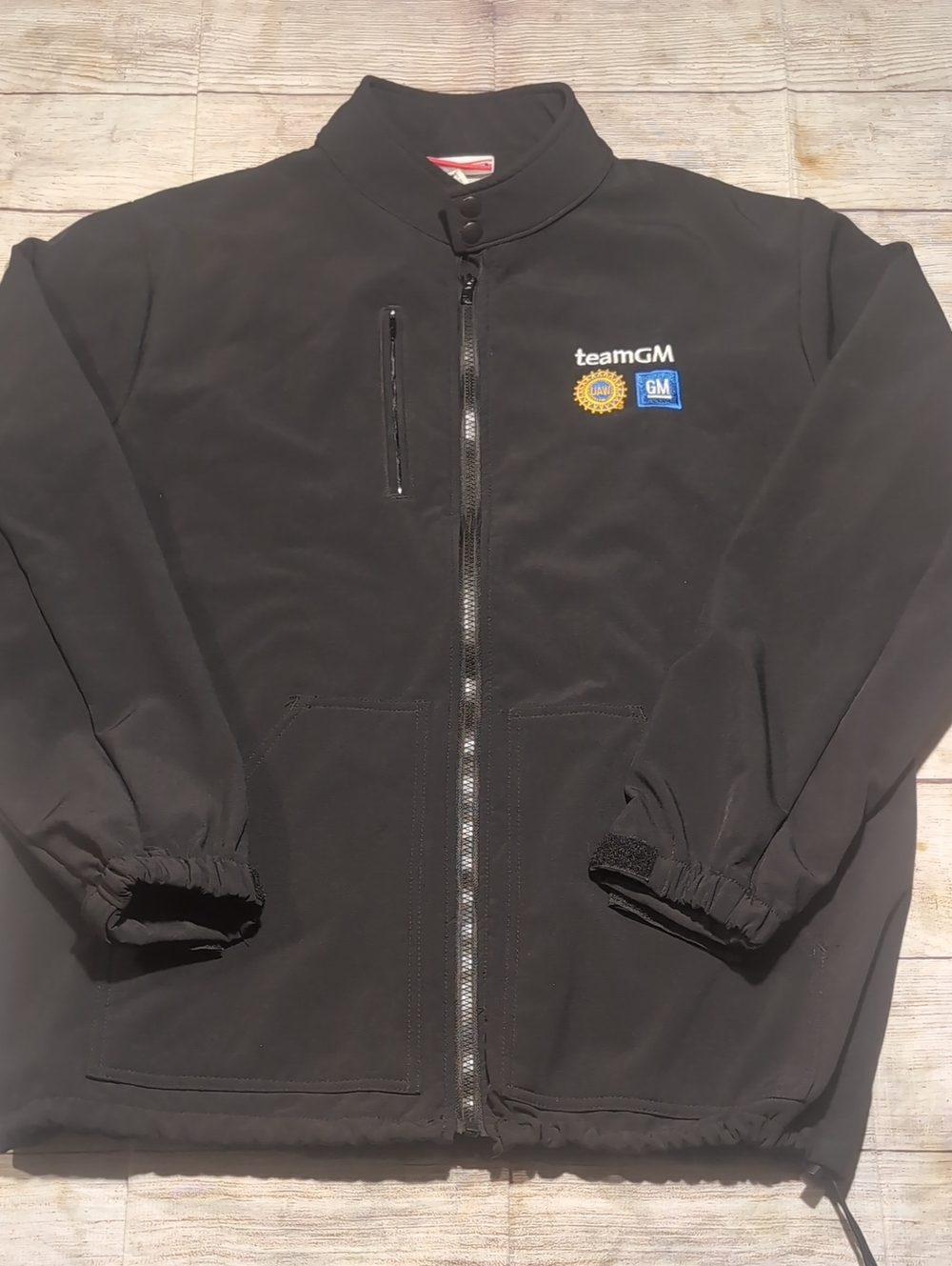 Vintage Team GM UAW Employee Soft Shell Black Full Zip Jacket Size L